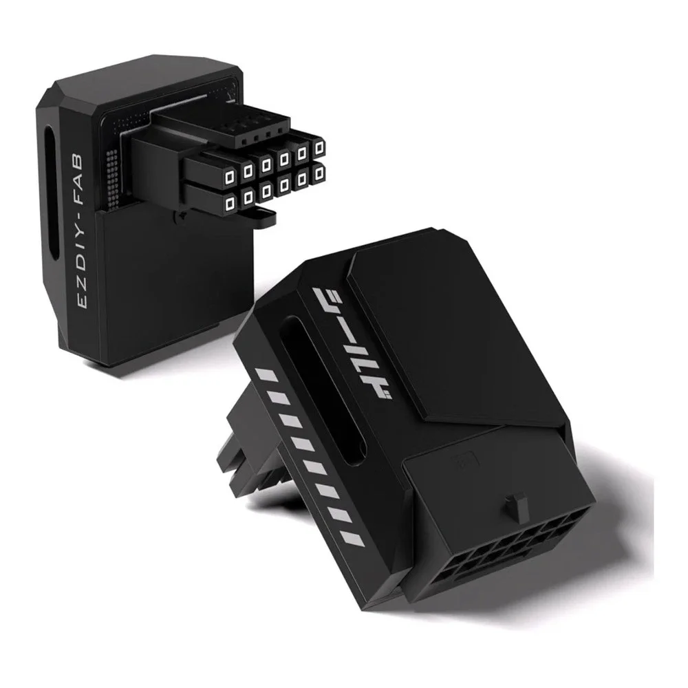 EZDIY-FAB Shield 12V-2x6 GPU Power Adapter 180 Degree Angled Connector Black